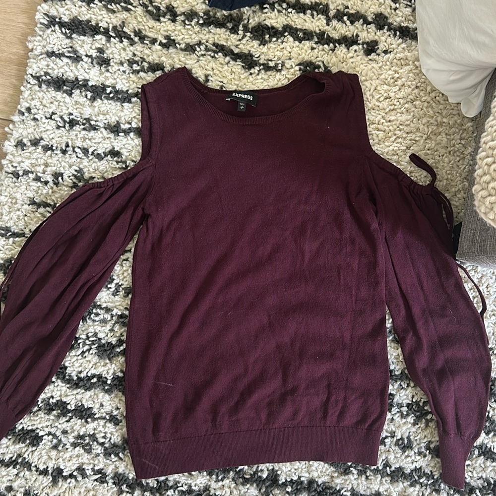 Express Maroon Shoulder-Cut-Out Sweater (S)